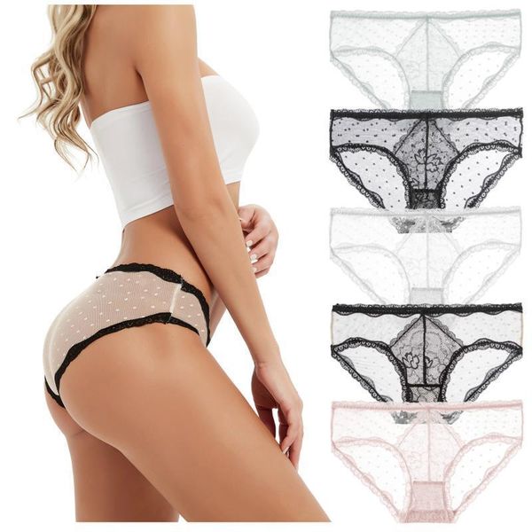 

women's panties hollow out underpants europe lace women elasticity underwear transparent breathable briefs underpant #wt, Black;pink