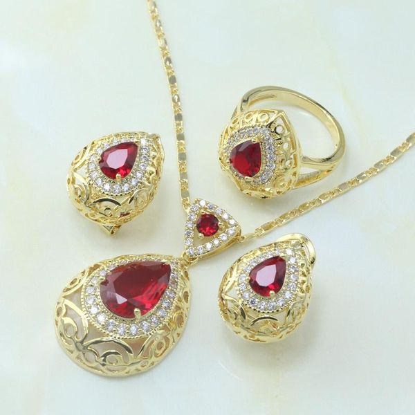 

earrings & necklace otogo transing fashion women gold color jewelry sets drop pattern wedding set / ring-s185, Silver