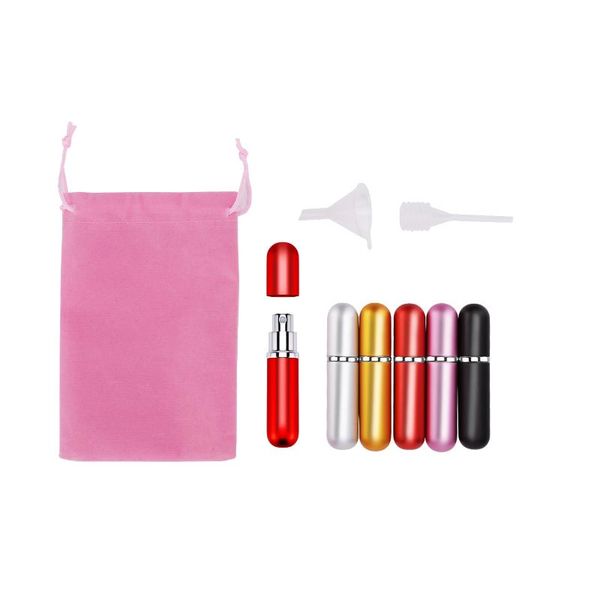 

storage bottles & jars 5pcs 6ml perfume atomiser bottles, refillable travel mini portable spray bottle set with funnel pump and pipette