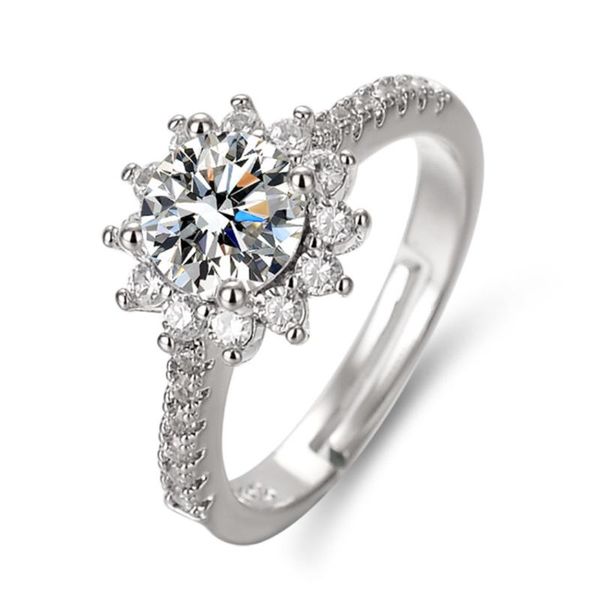 

wedding rings simulation mosanite diamond ring sunflower 1 karat open for women engagement, Slivery;golden