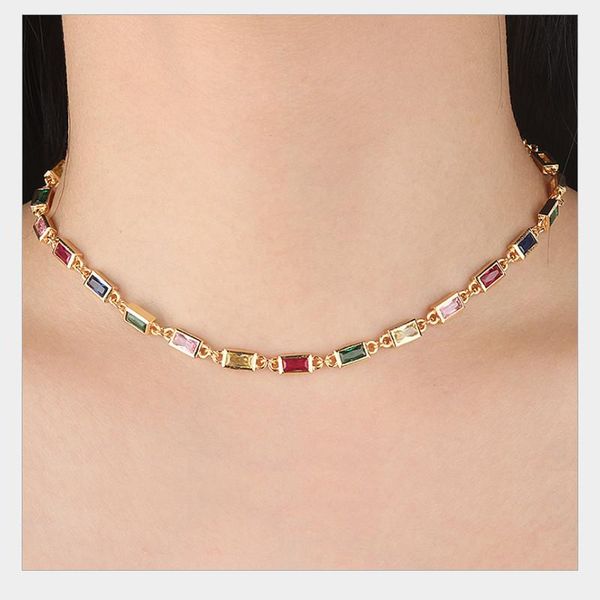 

1011 trendy luxury multicolor zirconia full mirco paved statement choker necklace n8001, Golden;silver