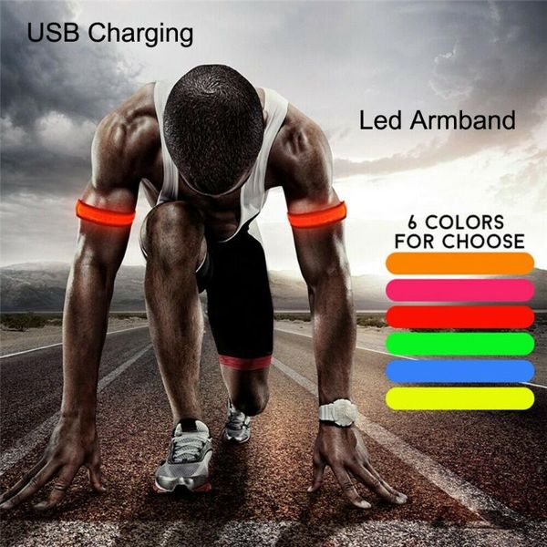 

luminous bracelet reflective belt armband usb charging night light for running cycling jogging activities safety bike lights