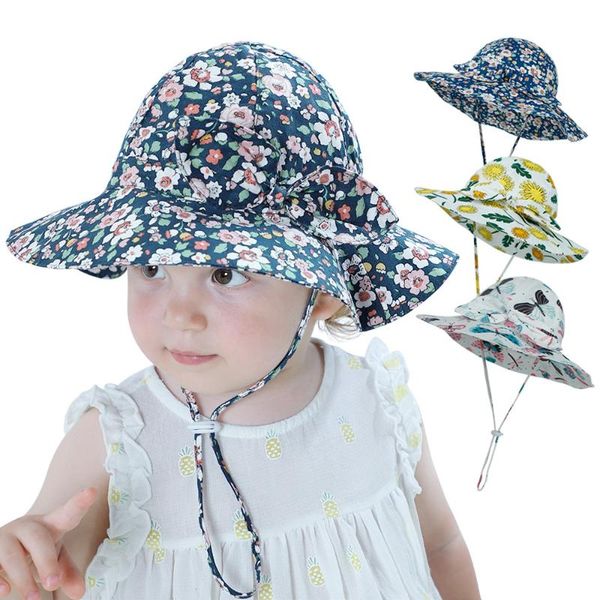 

fashion cartoon print baby girls outdoor sport sunscreen cap cute cherry pattern toddler fisherman hat soft cotton infant bonnet caps & hats, Yellow