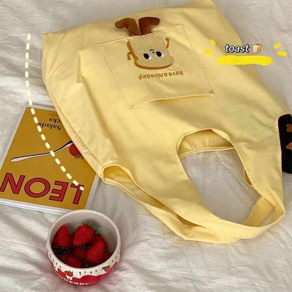

ins plush embroidery shoulder bag cartoon tote canvas bag student portable bag birthday gift