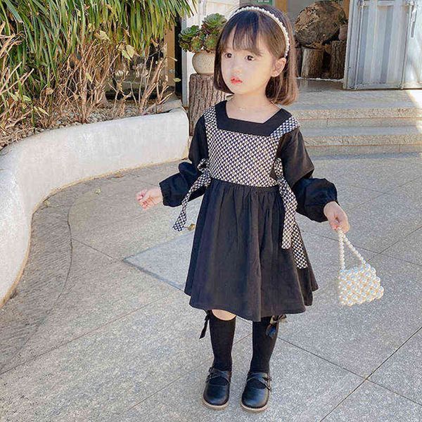 wholesale Vestiti autunnali per bambini Ragazza Abiti in cotone Manica lunga Bambini Abiti da principessa pieghettati Costume vestido infantil menina G1215