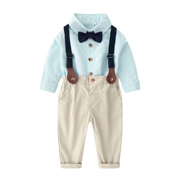 2021 cavalheiro baby boy set t-shirt + calças de suspender torres globais para meninos pequenos roupas de verão conjuntos de crianças crianças roupas