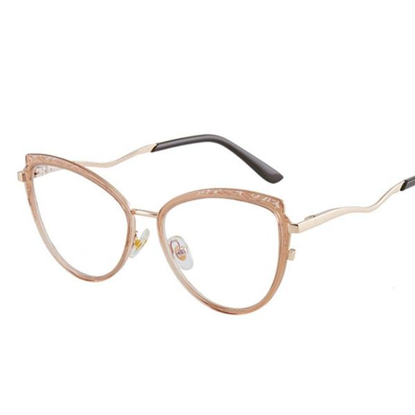 

fashion sunglasses frames cat eye retro anti-blue light metal glasses men women optical computer eyeglasses 50318, Black