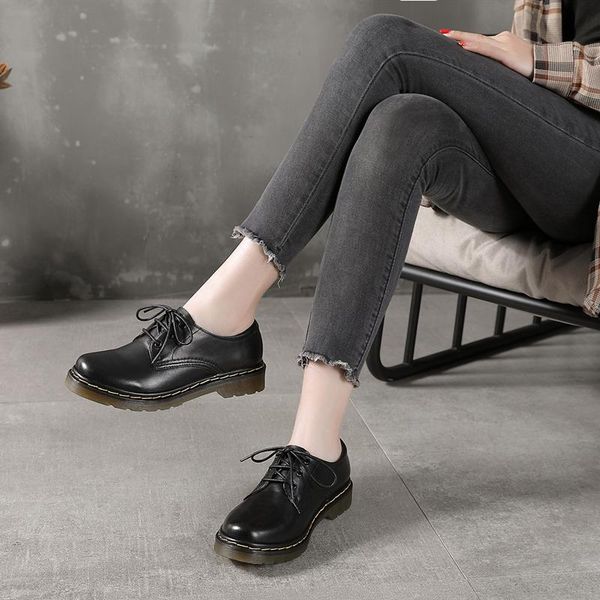 

boots women's ankle genuine leather designer platform shoes for women ladies girls rubber sole heels spring autumn, Black