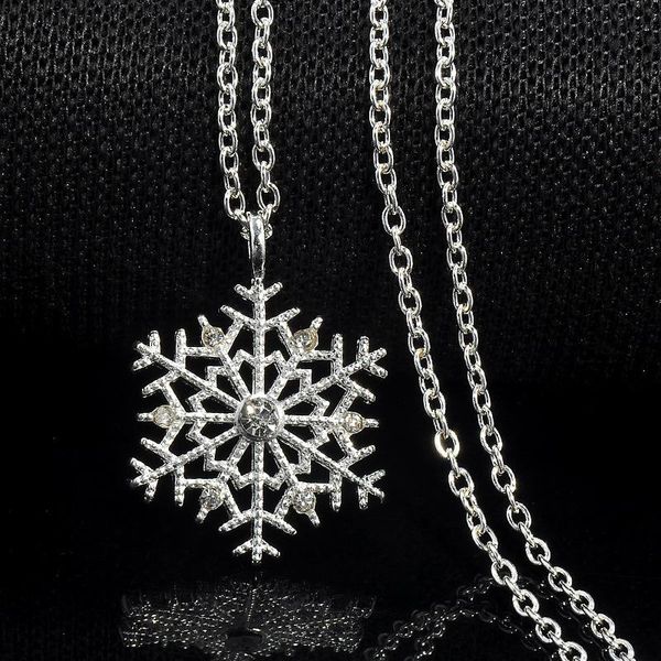 

pendant necklaces fashion charms crystal snowe zircon flower sier color christmas nelaces & pendants jewelry women sweater nelace, Silver