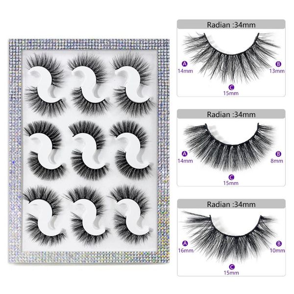 

9pair 3d mink eyelashes cruelty lashes handmade reusable natural false makeup fluffy