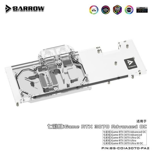 

fans & coolings barrow bs-coia3070-pa2 full coverage gpu water block for colorful 3070 advanced oc aurora