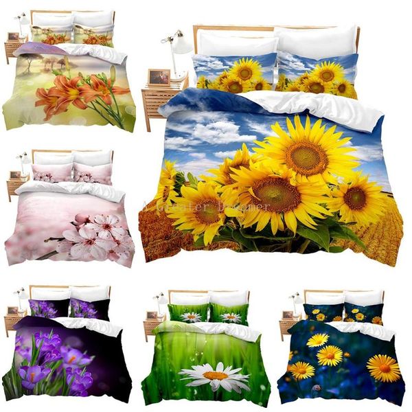 

bedding sets simple daisy flower 3d print green grid bed cover set duvet child and pillowcases colorful home textiles