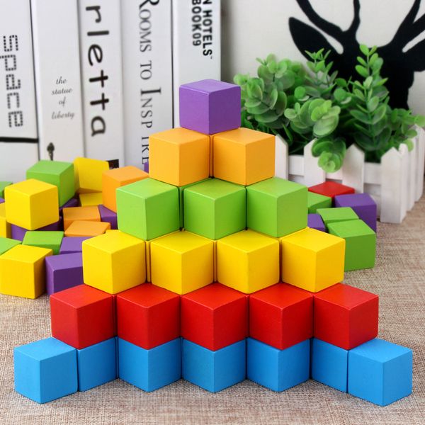 

30/50pcs Colorful Wooden Cubes Blocks Dice Foreign Trade Square Corner Board Game Dice Children kid Early Educational Toys YJN