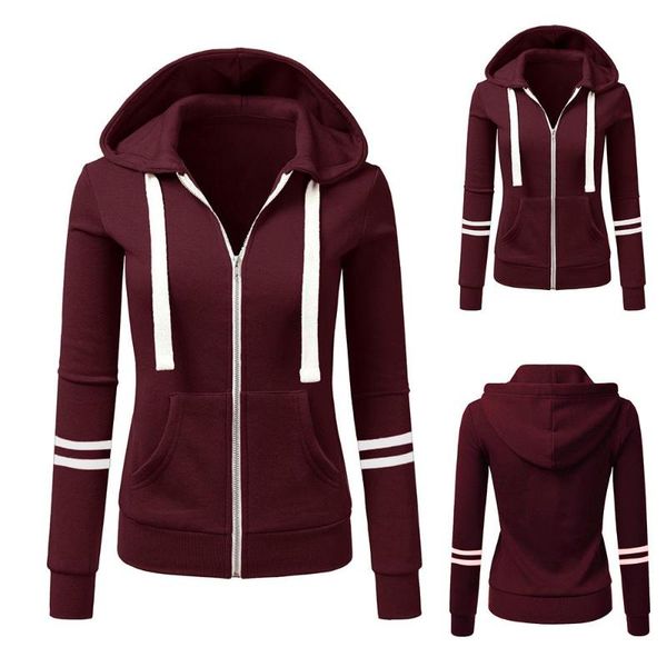

women's hoodies & sweatshirts womens long sleeve hooded sweatshirt ladies fashion zip slim winter solid autumn thin outwear coat, Black