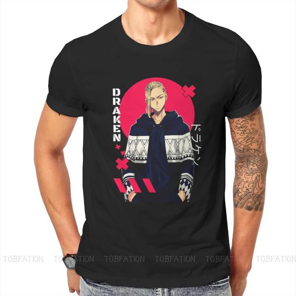

men's t-shirts tokyo revengers japanese crossing anime draken t shirt vintage graphic summer loose cotton clothing harajuku o-neck tshi, White;black