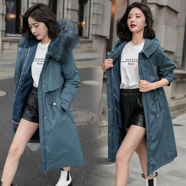 

out of season women's middle and long detachable down 2021 winter new cotton jacket, Black