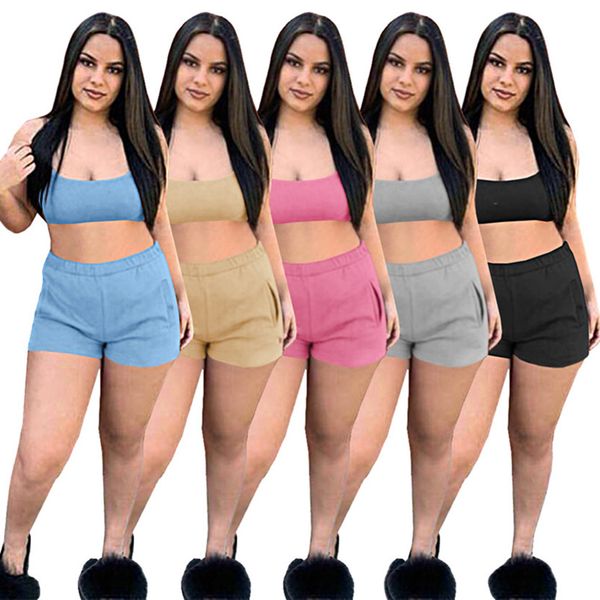 

jogger suit women summer tracksuits embroidery outfits sleeveless tank shorts two piece set plus size 2xl sportswear casual clothes black sw, Gray