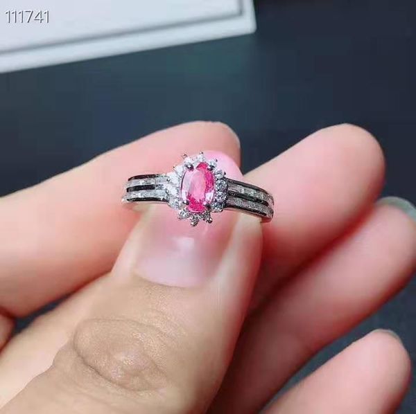 

cluster rings natural sri lanka ceylon pink sapphire ring fine jewelry 4x6mm, Golden;silver