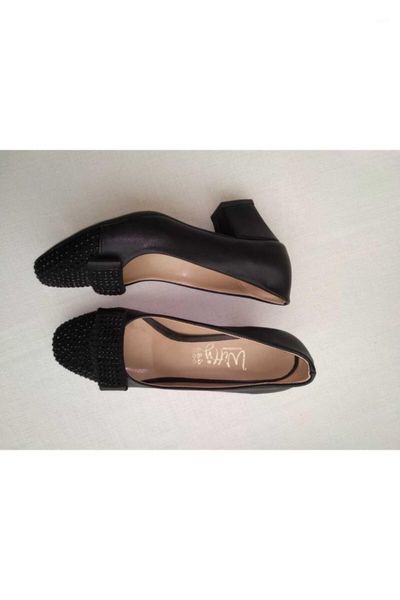 

women's black short heel shoes dress