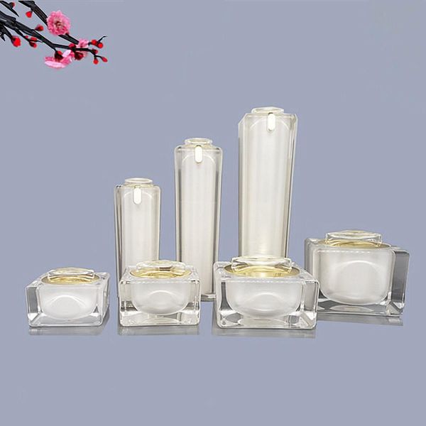 

6pcs 10/15/30/50g white acrylic eye/face cream jar 30/50/100ml diy empty cosmetic lotion packing container sub bottling storage bottles & ja