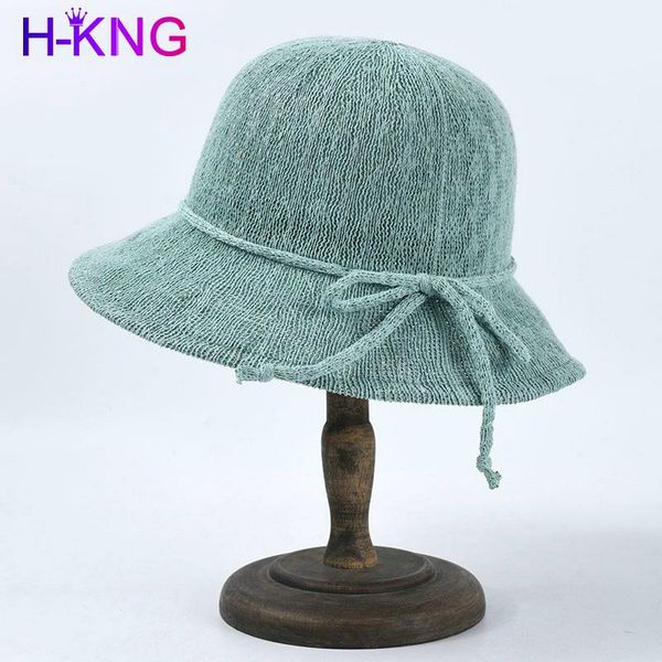 

spring knitted fisherman hat ladies japanese solid color sunscreen visor casual wild sun wholesale wide brim hats, Blue;gray