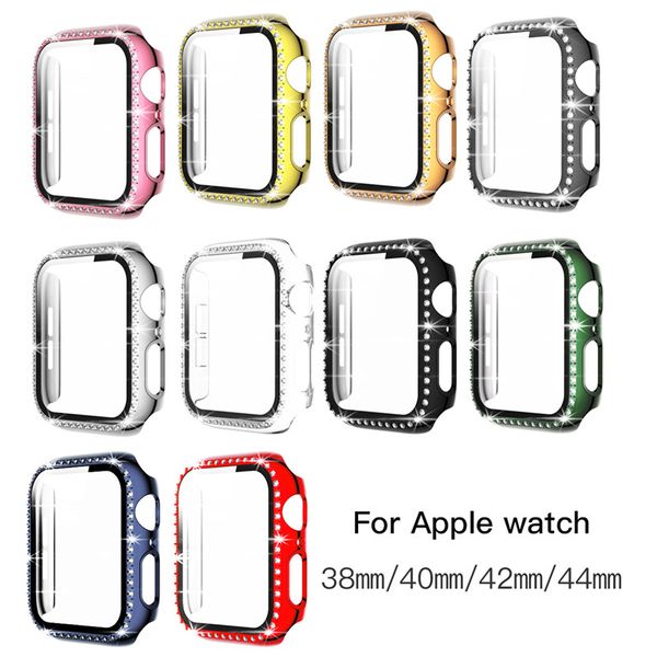 

crystal diamond with screen protector case for iwatch 40mm 44mm series 6/se/5/3/4