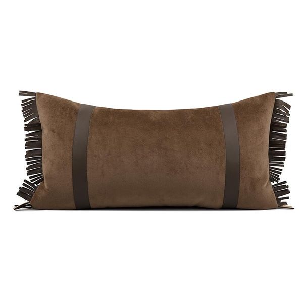 

cushion/decorative pillow european brown leather cushion cover 30x70cm ins fashion waist pillowcase home decorative solid throw pillows sofa