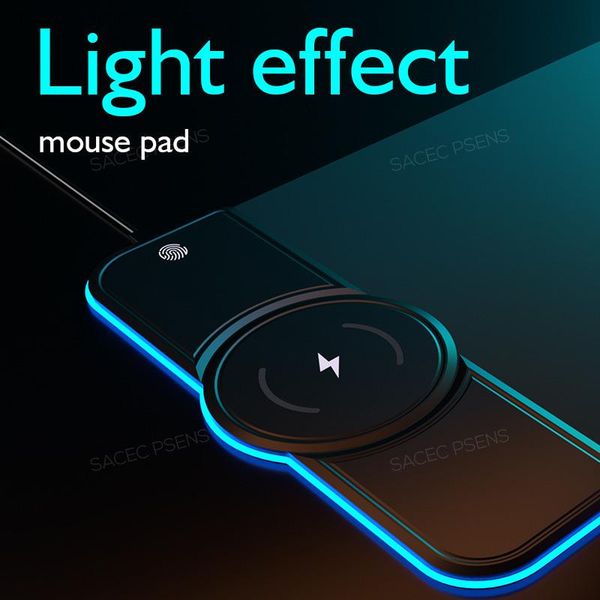 

mouse pads & wrist rests rgb gaming wireless charging computer mousepad colorful luminous rubber no-slip pad pc lapkeyboard desk carpet