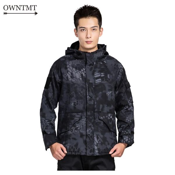 

men's jackets camouflage tactical winter jacket waterproof warm thick fleece liner windbreaker hooded army field military coat for men, Black;brown