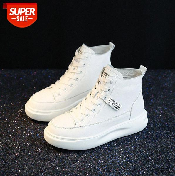 

little white shoes women's thick-soled single leather round toe high-korean style flat-bottom #i28x