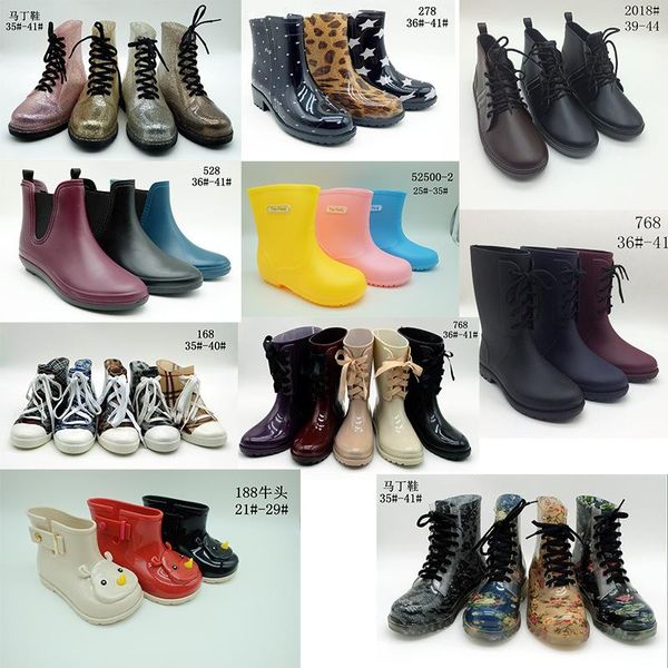 

boots rubber water shoes anti-slip short women outdoor colorful rain ankle low heels women's female size 36-40, Black