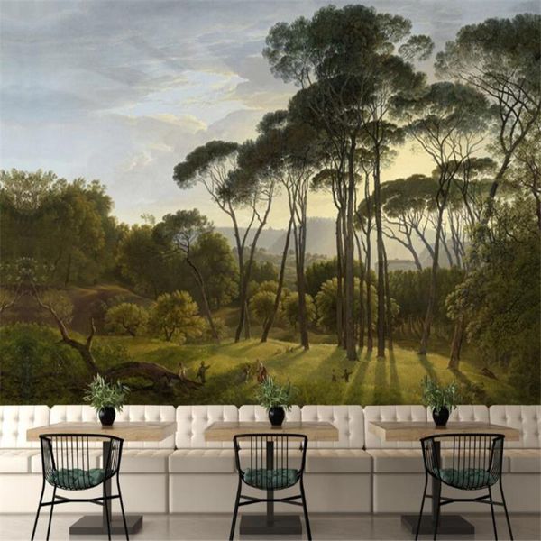 

custom 3d mural wallpaper european forest western landscape oil painting background decorative wallpapers