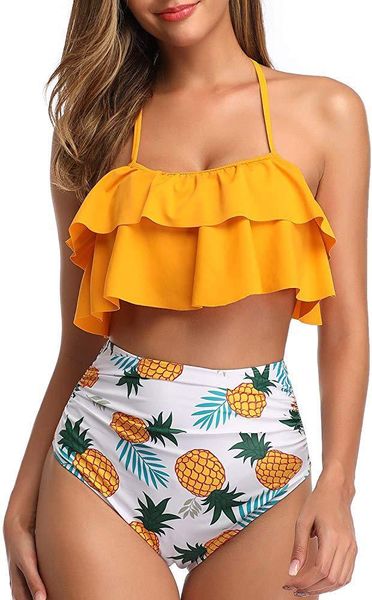 

waist fashion split digital print bikini high, White;black