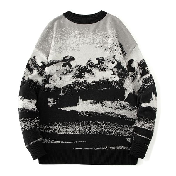 

2021 new autumn winter casual sweater men loose harajuku style round neck long sleeve mens fashion pullovers trendy sweaters, White;black