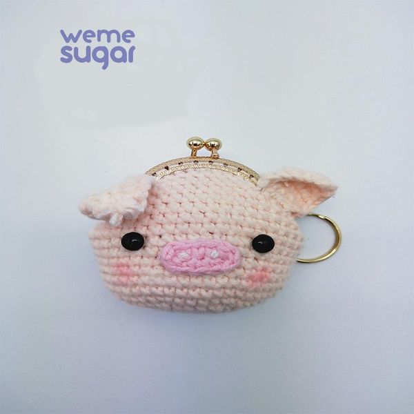 

keychains weme lovely animal mini wallet bag and headphone creative key made by hand knitting, Silver