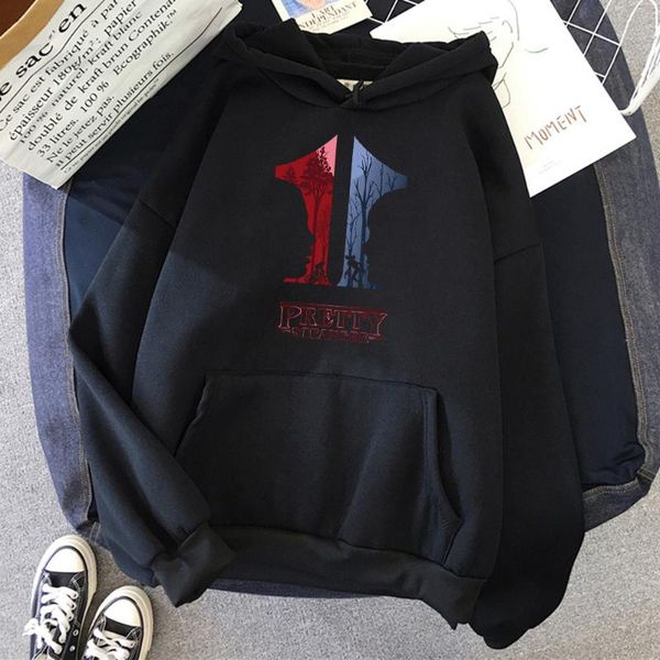 

men's hoodies & sweatshirts tv zeigen fremden dinge marke druck kapuzen hip hop herbst fleece selbst hoodie mode trainingsanzug, Black