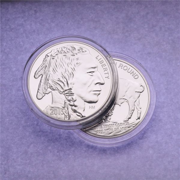 

1oz 999 fine american silver buffalo rare coin 2015 brass plating silver coin