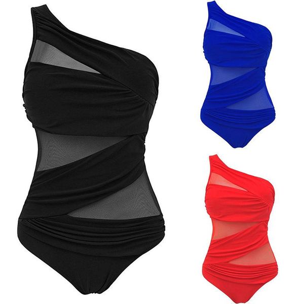 

one-piece suits women's swimsuit large size one piece mesh monokini bikini push-up bathing suit swimwear swimming beach