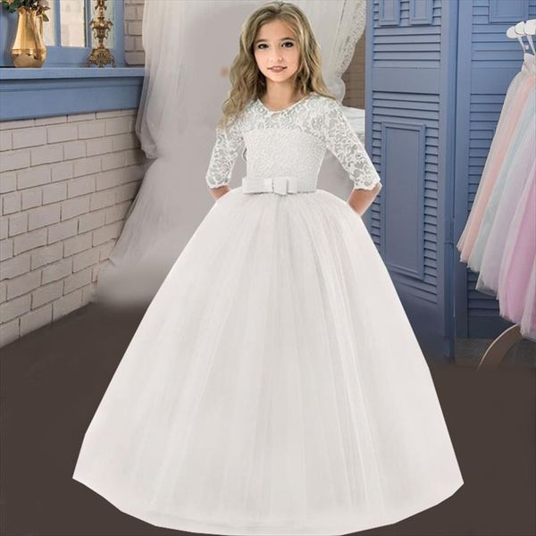 

summer white bridesmaid childrens girl dress kids for girls princess party wedding costume 14 12 y, Red;yellow