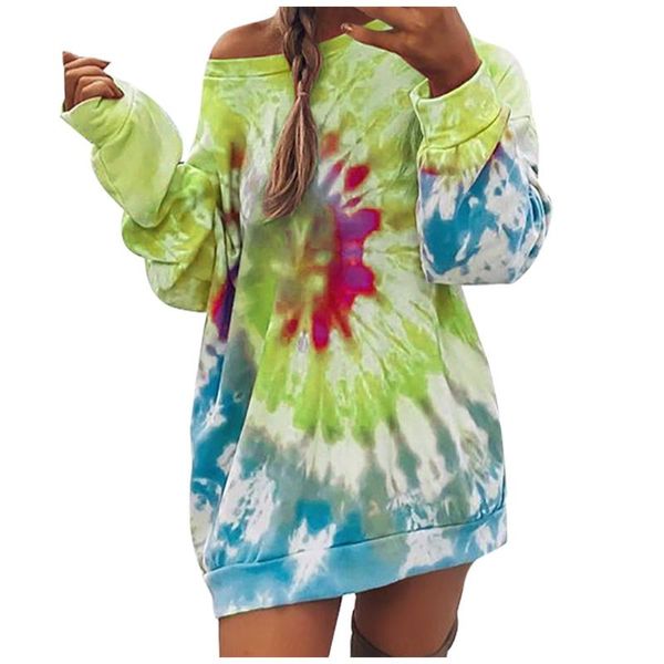 

women's hoodies & sweatshirts 40#fashion womens casual loose tie-dye paisley printed round neck long sleeve autumn elegant, Black