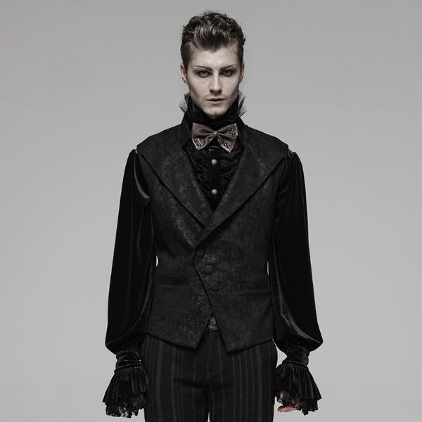 

men's vests printed steampunk retro gentleman party vest gothic floral punk stage performance, Black;white