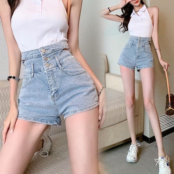 

women's jeans streetwear high fashion denim shorts summer old, Blue
