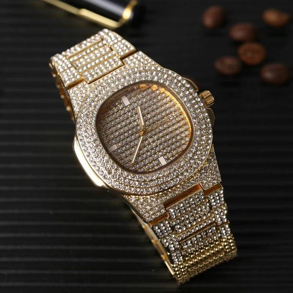 

designer watch brand table luxury es hip hop diamond studded star dial male hiphop cuban bracelet street trendsetter rap accessories, Slivery;brown