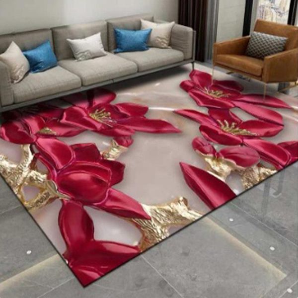 

carpets 3d printed carpet for living room flower pattern rug hogar anti-slip mat kitchen area large home bedroom decoration door