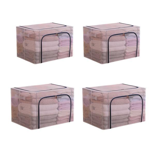 

storage box transparent quilt steel frame folding wardrobe pvc or nylon fabric extra large storage box, Blue;pink