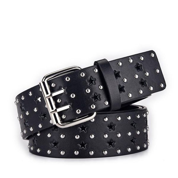 

belts garment rivet women belt punk rock style pu leather for trad goth jeans steamp show waist parts fashion decoration, Black;brown