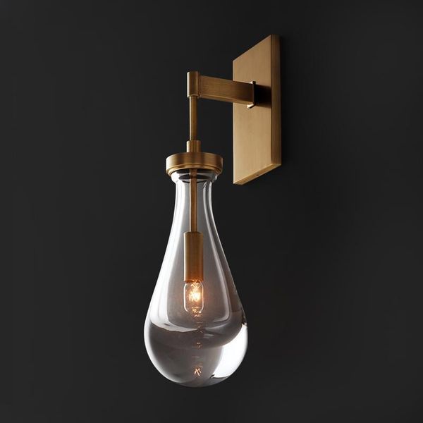 

wall lamp export american simple retro bronze crystal all-copper post-modern classical living room sofa background