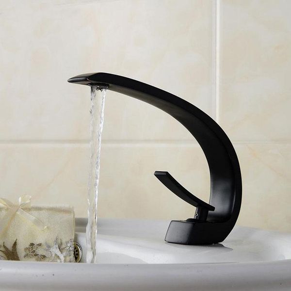 

bathroom sink faucets unique design deck mounted total brass basin faucet single handle mixer taps chrome finish/black