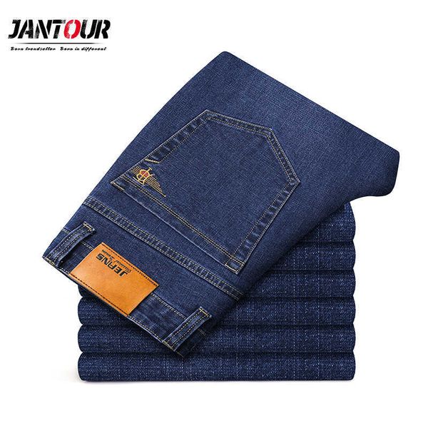 

spring autumn cotton jeans men famous brand denim trousers soft mens pants thick jean fashion big size 40 42 44 210622, Blue