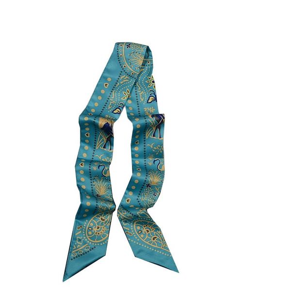 

scarves 2021 design paisley neckerchief brand bag scarf women hair neck skinny foulard femme headband fashion wrist towel, Blue;gray